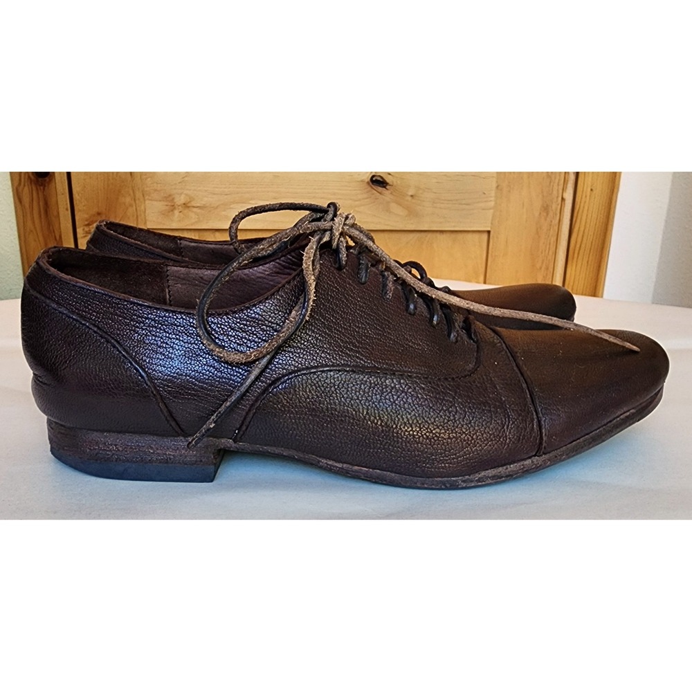 Christian Peau EU 38 Brown Leather Lace Up Oxford Shoes Dark Academia Collegiate